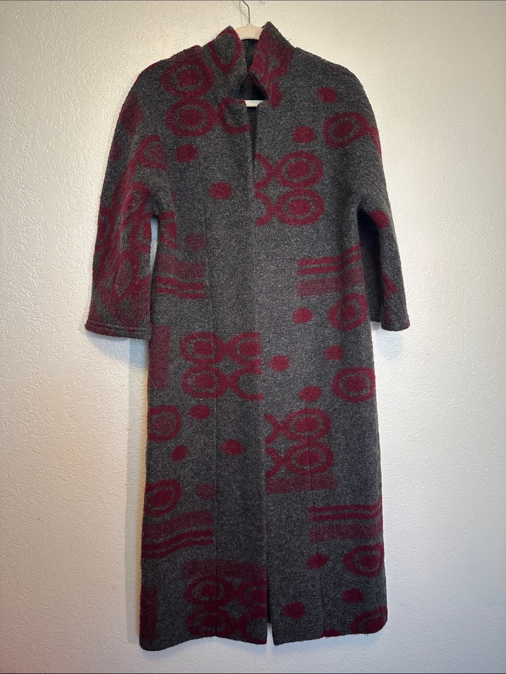 Marimekko SAMPLE Patterned Long Wool Dress Coat M